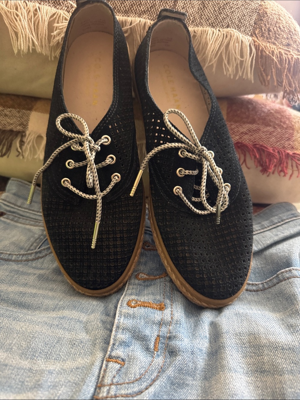 Cole Haan Blue Perforated Slip-On Loafers